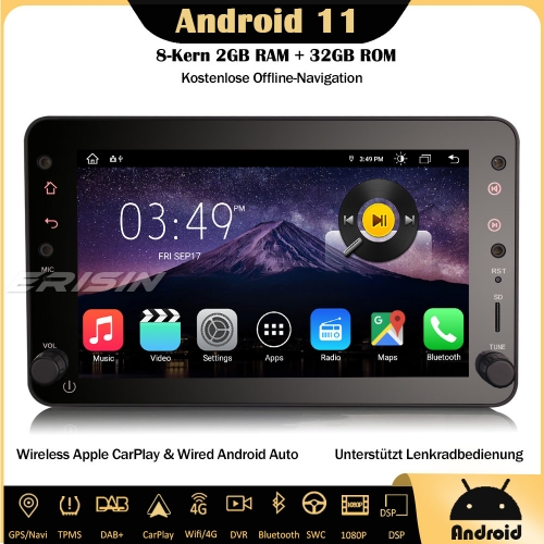 Erisin ES8620R 8-Core 7" Android 11 Car Stereo Sat Nav wireless CarPlay WiFi DAB+ BT OBD Navi TPMS DTV For Alfa Romeo Spider 159 Brera 159 Sportwagon