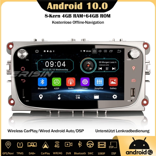 Erisin ES6909FN 8-Core Android 10 Car Stereo Sat Nav DAB+ TPMS DTV 4G WiFi CarPlay SWC For Ford Focus Mondeo Galaxy S/C-Max