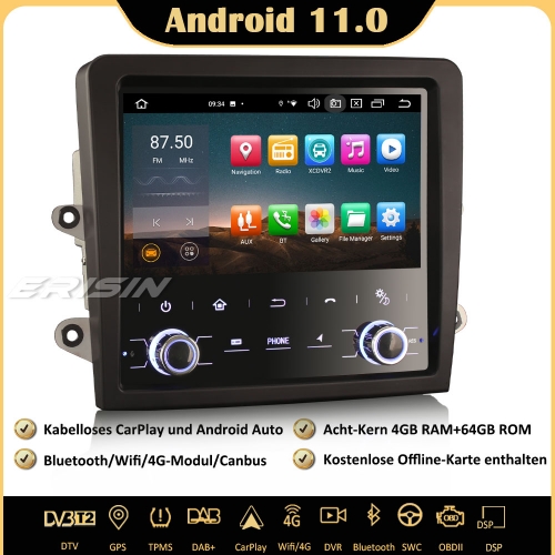 Erisin ES8560B 8-Core 4GB+64GB Android 11.0 Car Stereo Sat Nav GPS CarPlay Android Auto WiFi DAB+ Bluetooth OBD2 USB RDS DTV For Porsche Cayman/Boxste
