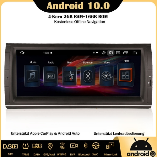 Erisin ES5153BN 10.25" Android 10.0 Car Stereo DAB+ CarPlay Wifi OBD BT 5.0 Sat Nav SWC BMW 5er E39 E53 M5 X5