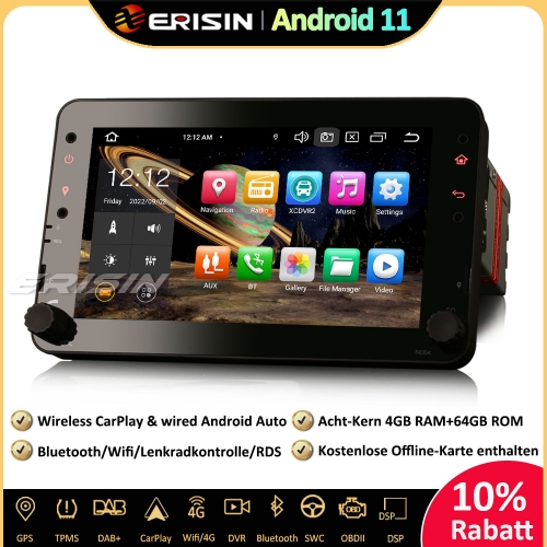 Erisin ES8120R 8-Core Android 11.0 DAB+ Car Stereo Sat Nav CarPlay OBD GPS SWC Bluetooth DSP For Alfa Romeo Brera Spider 159 Sportwagon