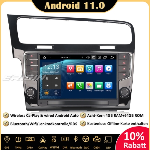 Erisin 9" ES8111G 8-Core Android 11.0 DAB+DSP Car Stereo CarPlay Sat Nav OBD GPS SWC TPMS RDS DVR Bluetooth For VW Golf VII 7