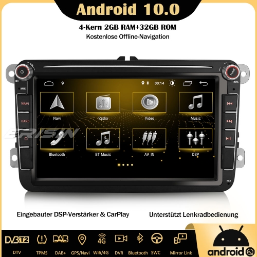 Erisin ES3185V Android 10 Car Stereo Sat Nav DSP CarPlay WiFi DAB+ OBD2 DVR For VW Golf 5/6 T5 Passat Polo Tiguan Jetta SEAT Skoda