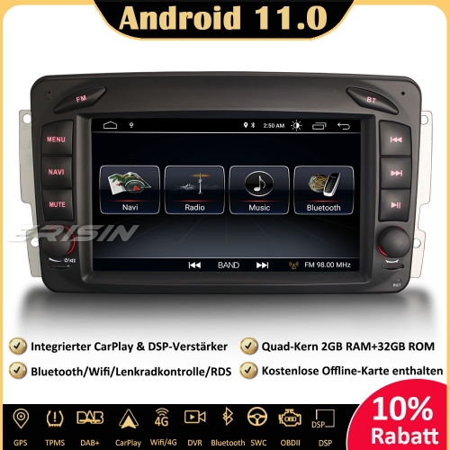 Erisin ES3179C Android 11 DAB+ Car Stereo Sat Nav GPS CarPlay Android  Auto Bluetooth Canbus RDS SWC For Mercedes G/C Class CLK Viano Vito W639 W463 W