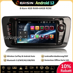 Erisin ES8522S 8-Kern Android 12 Car Stereo Sat Nav GPS Wireless CarPlay DAB+ Android Auto Canbus BT5.0 SWC DVB-T2 RDS DSP For SEAT Ibiza