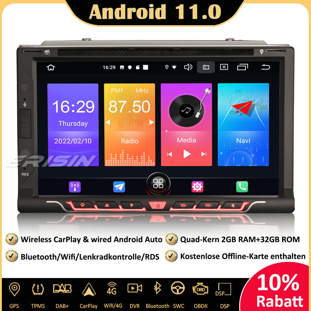 Erisin Es Un Android Car Stereo Sat Nav Gps Carplay Dab Wifi Bluetooth Rds Swc Android